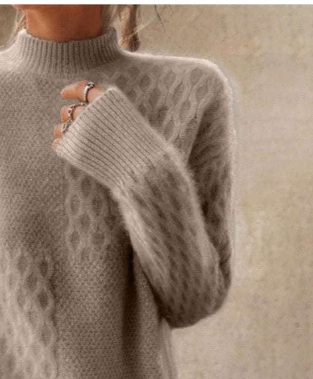 Warm & Stilvoll: Braun Unifarben Hochhals-Pullover - Herbst Must-Have