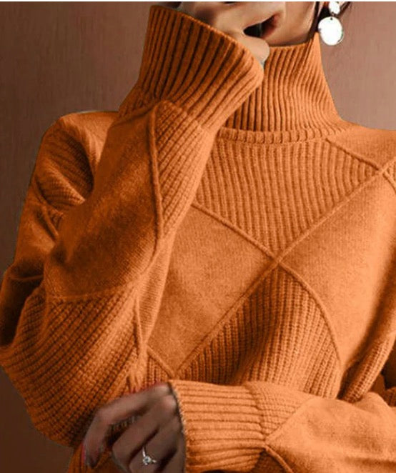Herbstlicher High Neck Sweater in Orange - Warm, Bequem & Stilvoll