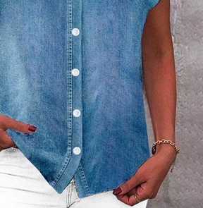 Winter Denim Top Blau – Kurzarm, Layering Must-have