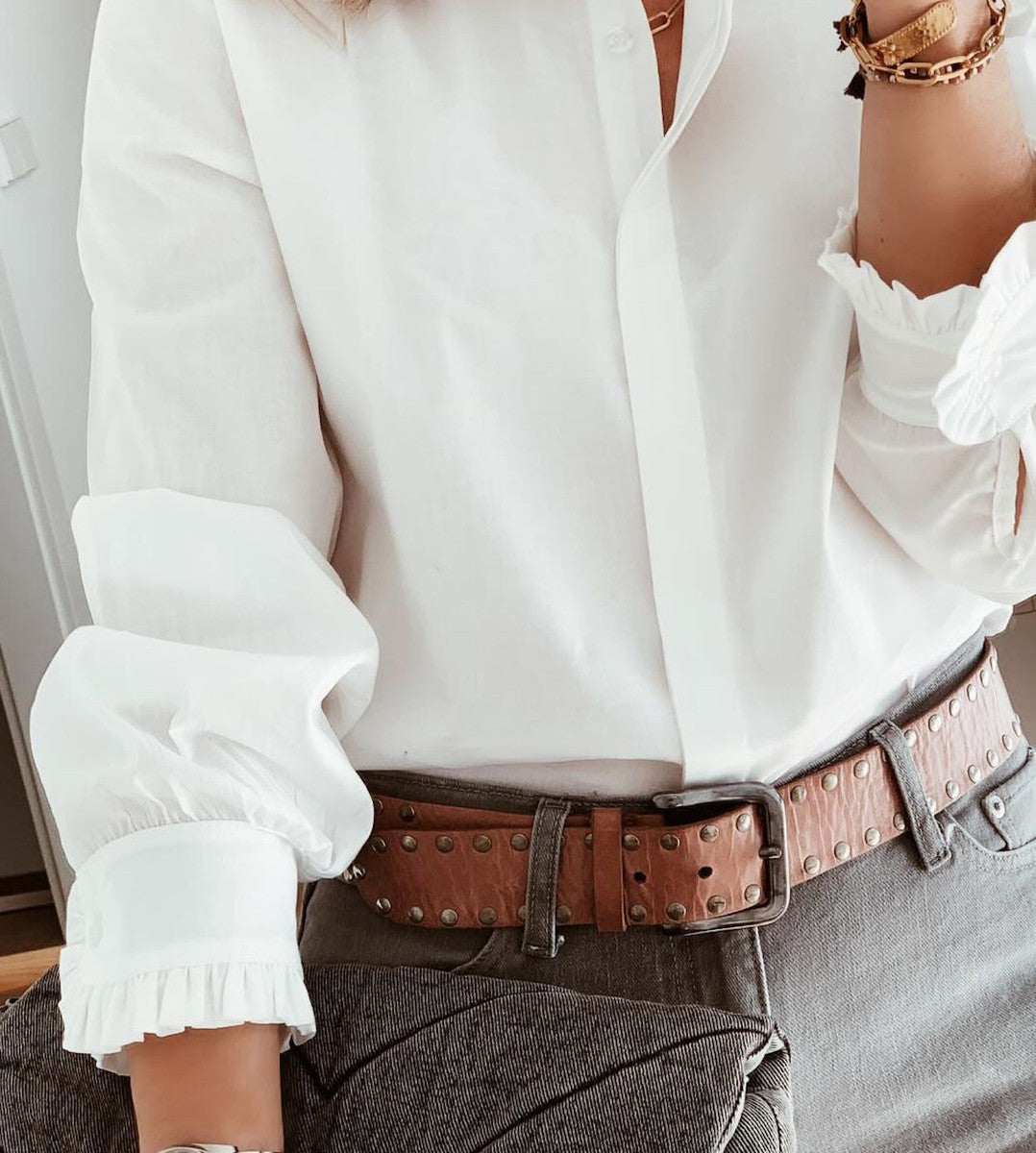 Winter Damen Bluse Weiß Langarm – Elegant & Warm V-Ausschnitt