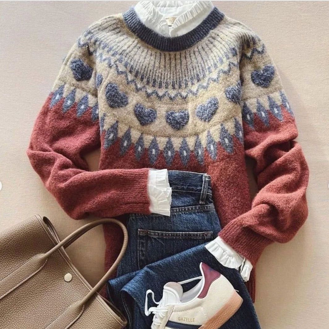 Cozy Round Neck Long Sleeve Red Sweater - Ihr stilvoller Herbstbegleiter