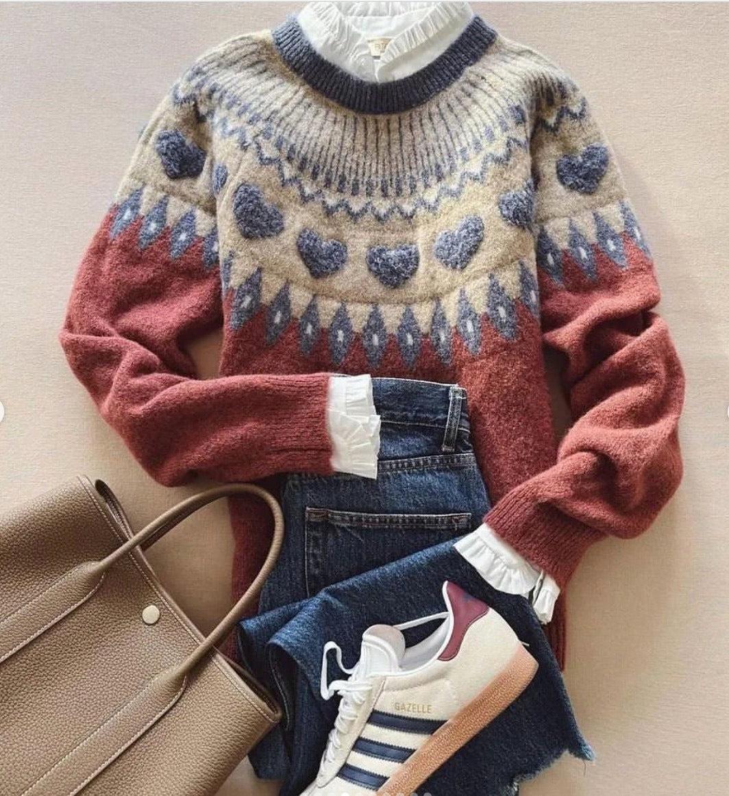 Cozy Round Neck Long Sleeve Red Sweater - Ihr stilvoller Herbstbegleiter