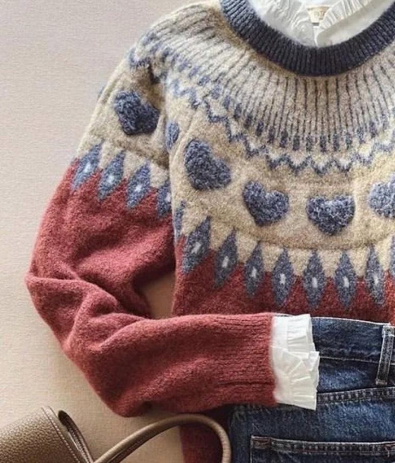 Cozy Round Neck Long Sleeve Red Sweater - Ihr stilvoller Herbstbegleiter