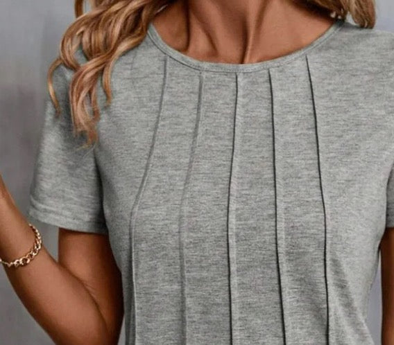 Vielseitiges Grey Short Sleeve Plain Top - Stilvoll & Komfortabel für den Herbst