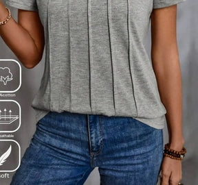 Vielseitiges Grey Short Sleeve Plain Top - Stilvoll & Komfortabel für den Herbst