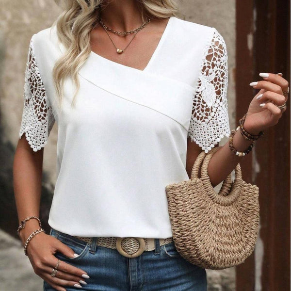 Youthful White Top Kurzarm - Eleganter Herbsts-Look mit Komfort