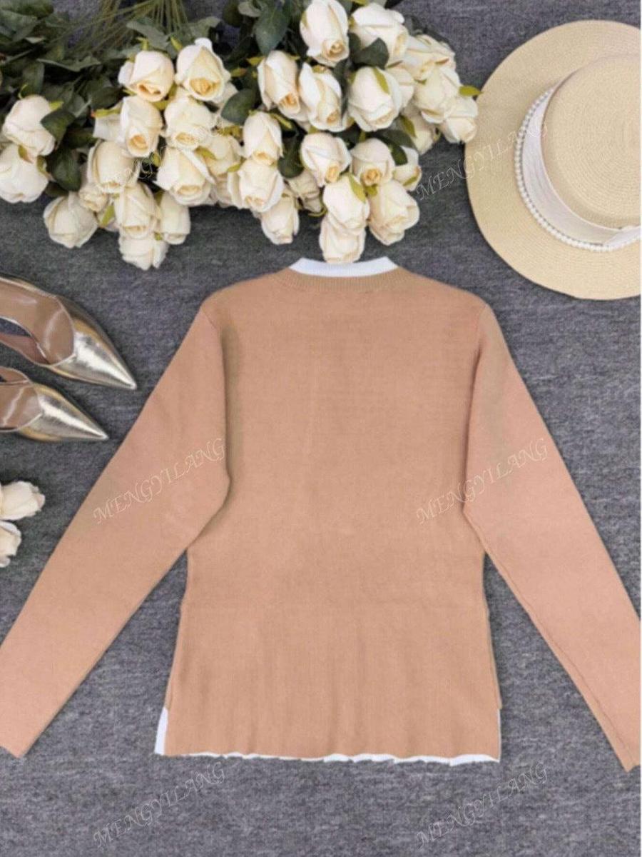 Chic Apricot Langarm-Pullover - Herbstshafter Komfort & Eleganz