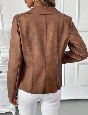Coffee Long Sleeve Plain Outerwear – Eleganter Herbstsbegleiter für jeden Anlass