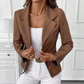 Coffee Long Sleeve Plain Outerwear – Eleganter Herbstsbegleiter für jeden Anlass