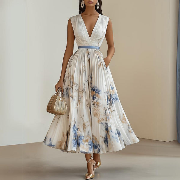 Elegantes Herbsts-Maxikleid mit V-Ausschnitt - Stilvoll & Komfortabel