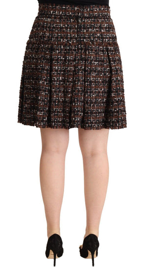 Dolce & Gabbana Brauner Mini-Faltenrock mit hoher Taille und A-Linie