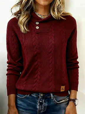 Winterliches Eleganz: Burgunderroter Strickpullover mit Langarm - Unisex