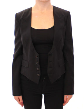 Dolce & Gabbana Schwarze Seidenschal-Blazerjacke