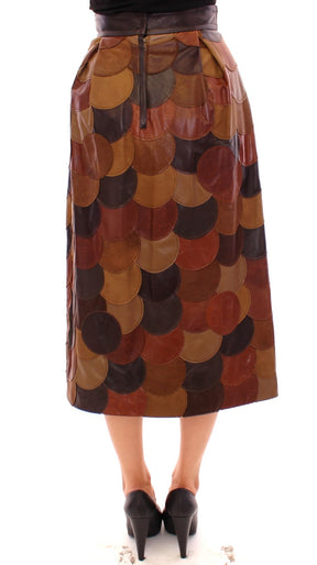 Dolce & Gabbana Brauner gerader Rock aus Patchwork-Leder