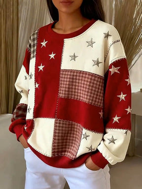 Kuscheliges Damen Winter Sweatshirt mit Karos und Sternen