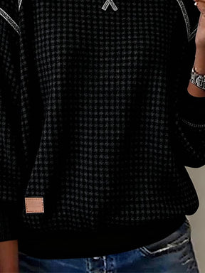 Kuscheliges Waffle Sweatshirt Schwarz – Winter Basic Damen