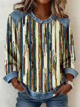 Warmer Retro Streifen Pullover Sweatshirt Winter Damen