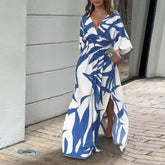 Blue Print 3/4 Sleeve Maxi Kleid - Stilvolle Eleganz für den Herbst