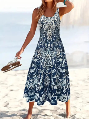 Ärmelloses Groovy Blue Maxi-Kleid - Eleganz & Komfort für den Frühling