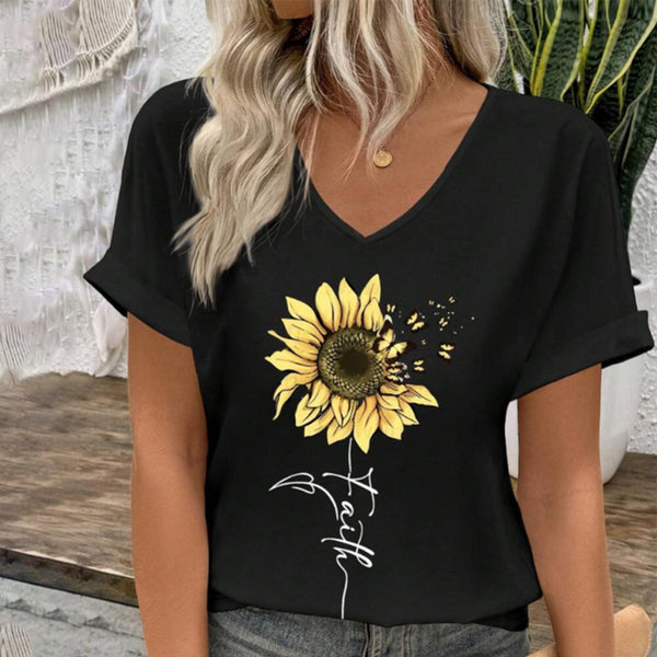 Florales V-Ausschnitt-Top in Schwarz - Der Herbsts-Hit für Ihre Garderobe