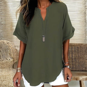 Winter V-Neck Top olivgrün – weich, elegant, ideal zum Layern