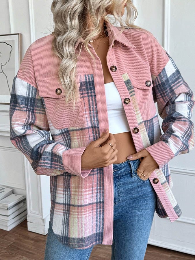 Kuscheliges Karo-Winterhemd Damen – warmes Overshirt Braun