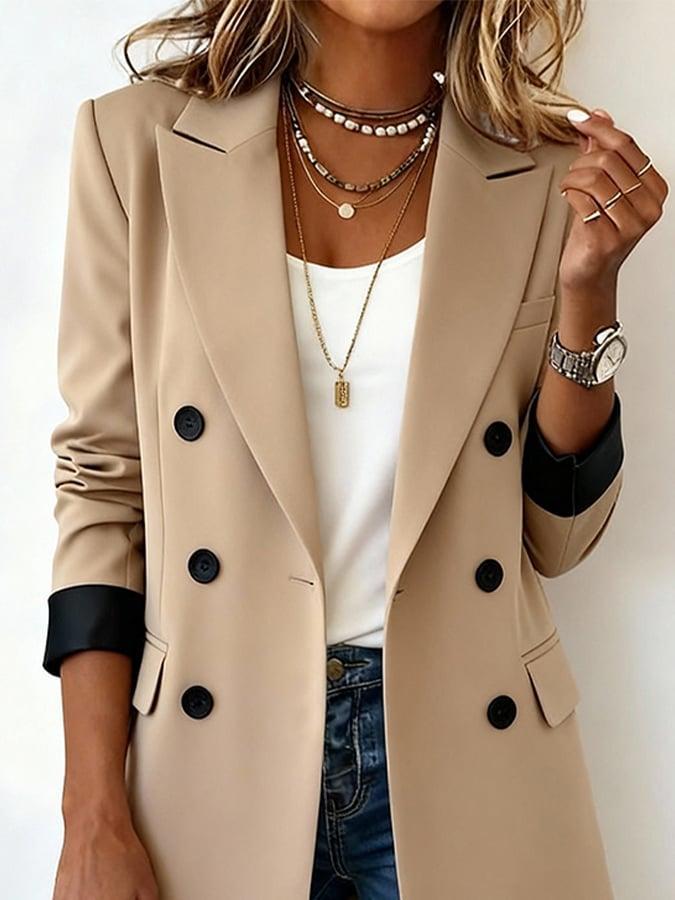 Eleganter Winter-Doppelreiher-Blazer in Braun - Stilvoll durch die kalte Jahreszeit