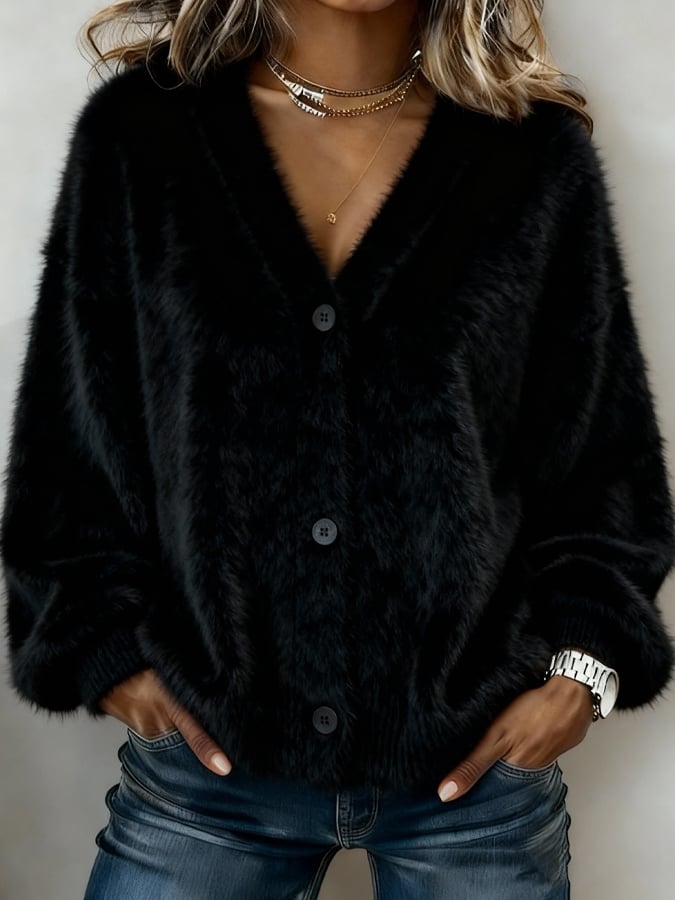 Winter Cashmere Cardigan grau – kuscheliger Oversize Mantel