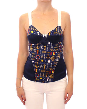 Dolce & Gabbana Blaues Tank-Top mit Seemannsmotiv