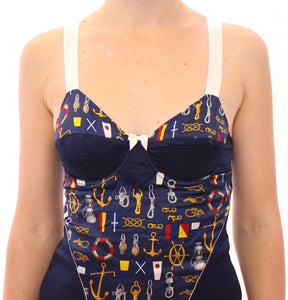Dolce & Gabbana Blaues Tank-Top mit Seemannsmotiv