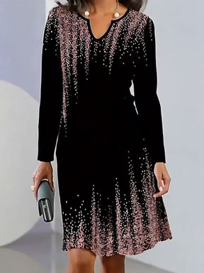 Unique V-Neck Long Sleeve Mini Dress - Herbstsfrische trifft Eleganz