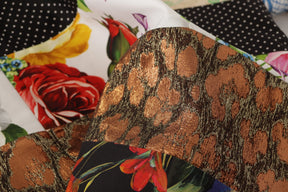 Dolce & Gabbana Multicolor Pachwork Floral Mantel Jaquard Minikleid