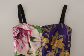Dolce & Gabbana Kleid Midi Patchwork Floral Jaquard Seide