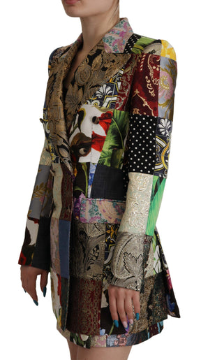 Dolce & Gabbana Mehrfarbige doppelreihige Jacquard-Blazerjacke aus Patchwork