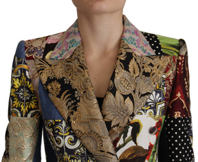 Dolce & Gabbana Mehrfarbige doppelreihige Jacquard-Blazerjacke aus Patchwork