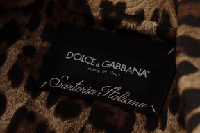 Dolce & Gabbana Trenchcoat-Jacke aus Wolle mit rotem Leopardenmuster