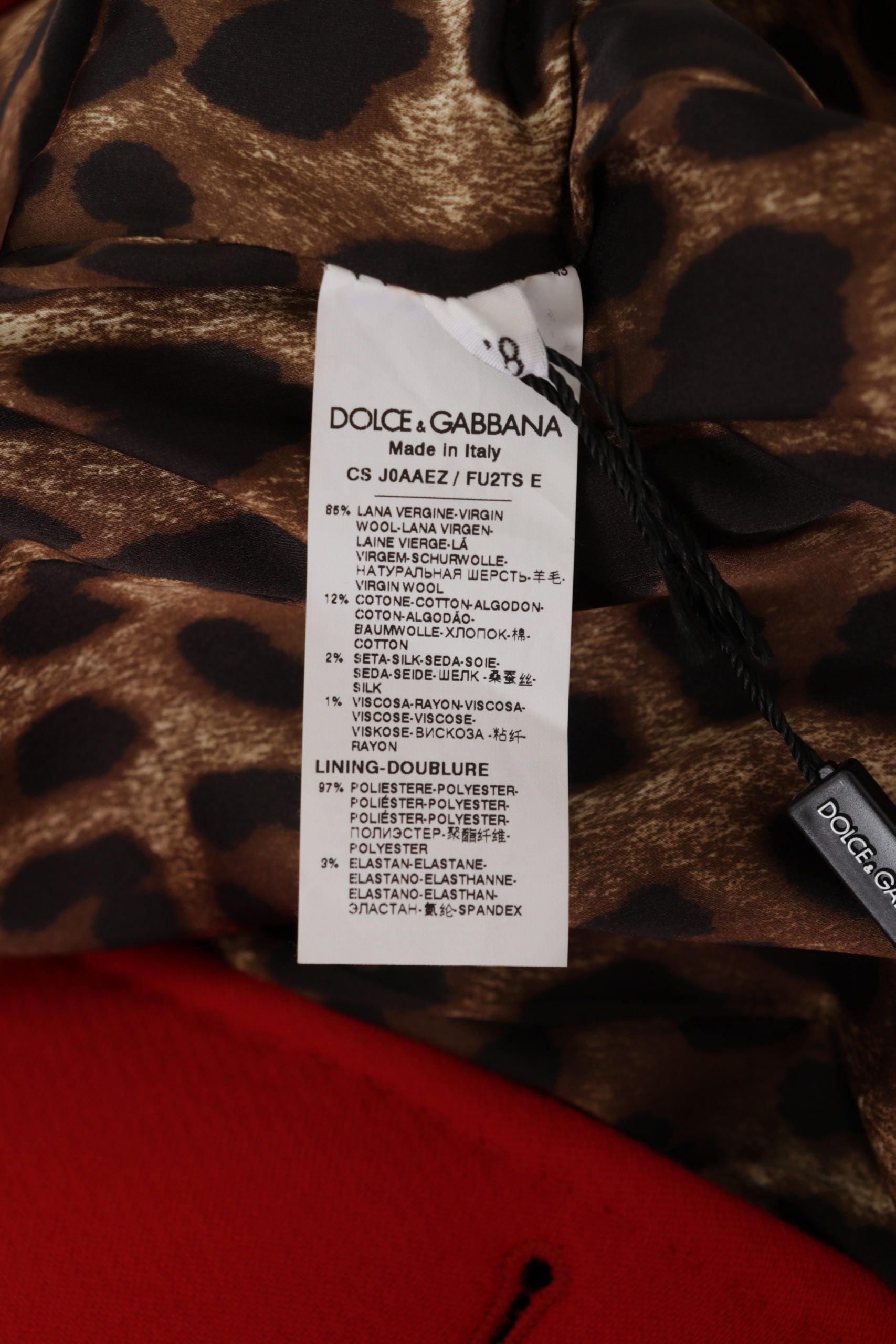 Dolce & Gabbana Trenchcoat-Jacke aus Wolle mit rotem Leopardenmuster