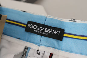 Dolce & Gabbana Mehrfarbig gestreifte Baumwollhose mit hoher Taille