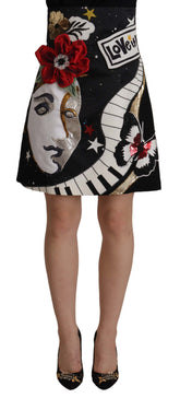Dolce & Gabbana Schwarzer Liebesuhr Pailletten-Piano-Rock