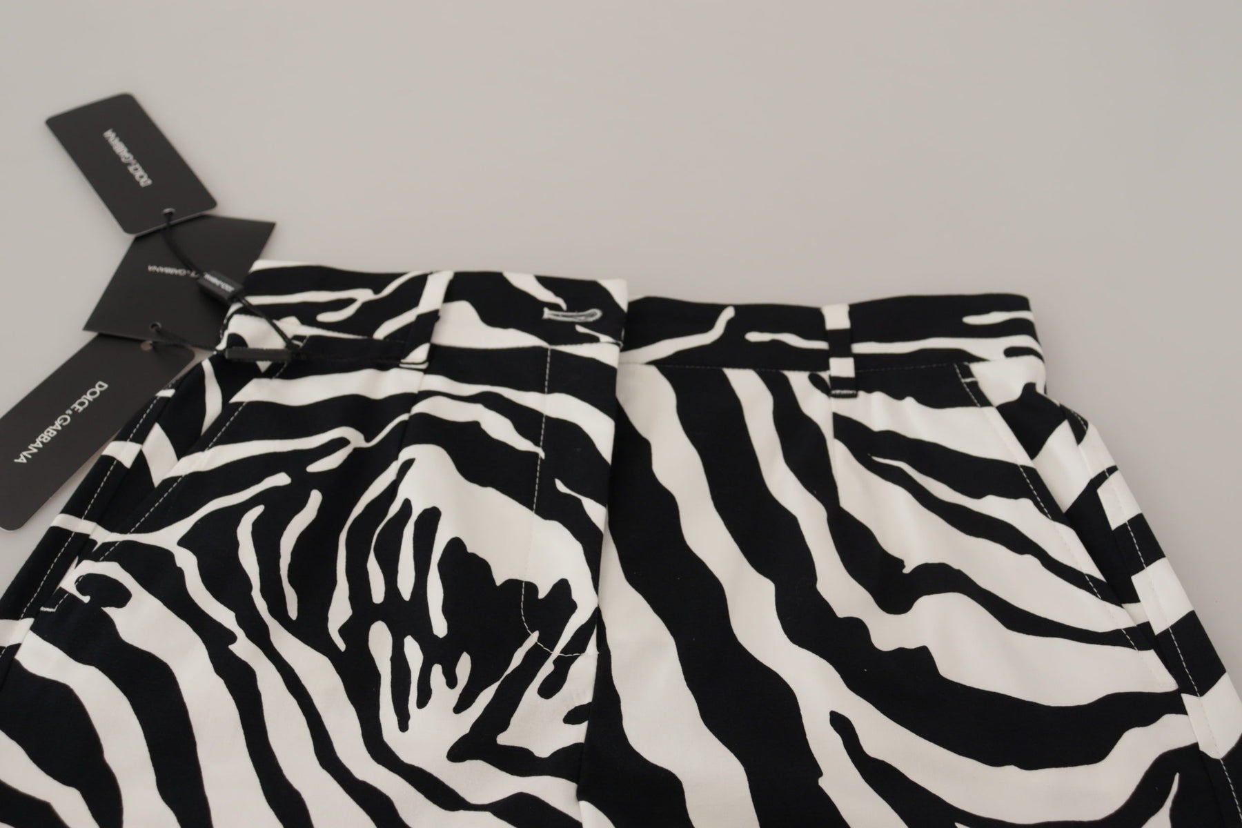 Dolce & Gabbana Schwarz Weiß Baumwolle Stretch Hot Pants Shorts