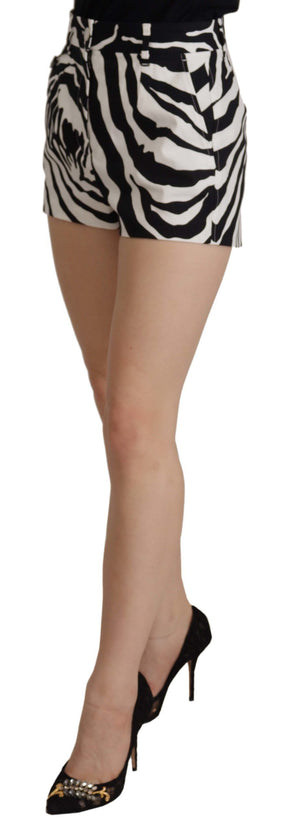 Dolce & Gabbana Schwarz Weiß Baumwolle Stretch Hot Pants Shorts