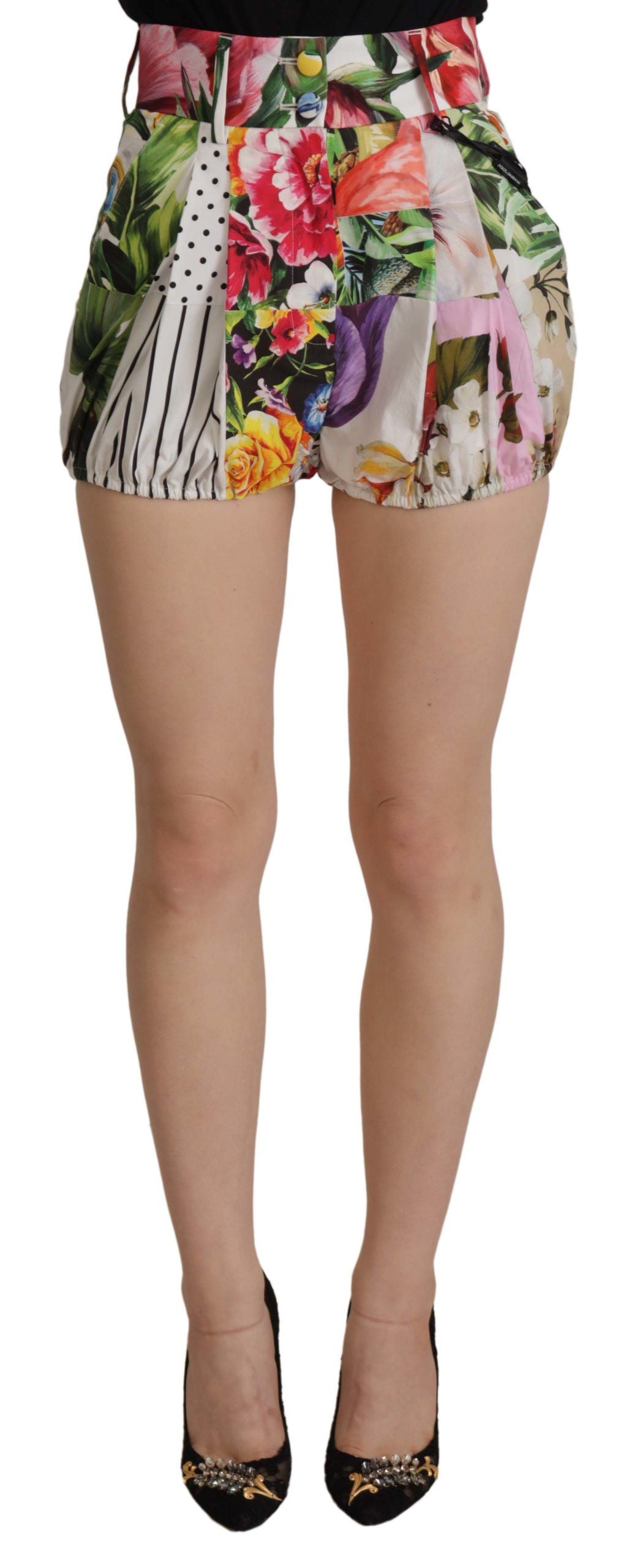 Dolce & Gabbana Multicolor Hohe Taille Hot Pants Shorts