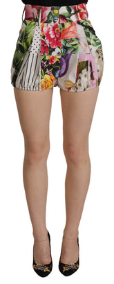 Dolce & Gabbana Multicolor Hohe Taille Hot Pants Shorts