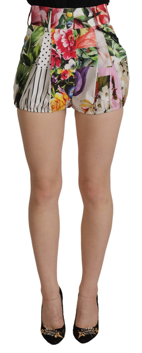 Dolce & Gabbana Multicolor Hohe Taille Hot Pants Shorts
