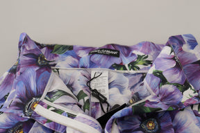 Dolce & Gabbana Lila Anemone Hohe Taille Hot Pants Shorts