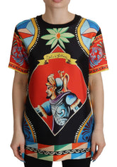 Dolce & Gabbana Multicolor Soldat Carretto Seiden-T-Shirt