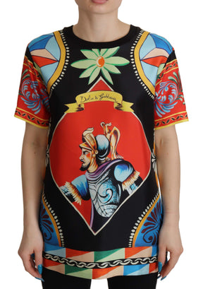Dolce & Gabbana Multicolor Soldat Carretto Seiden-T-Shirt