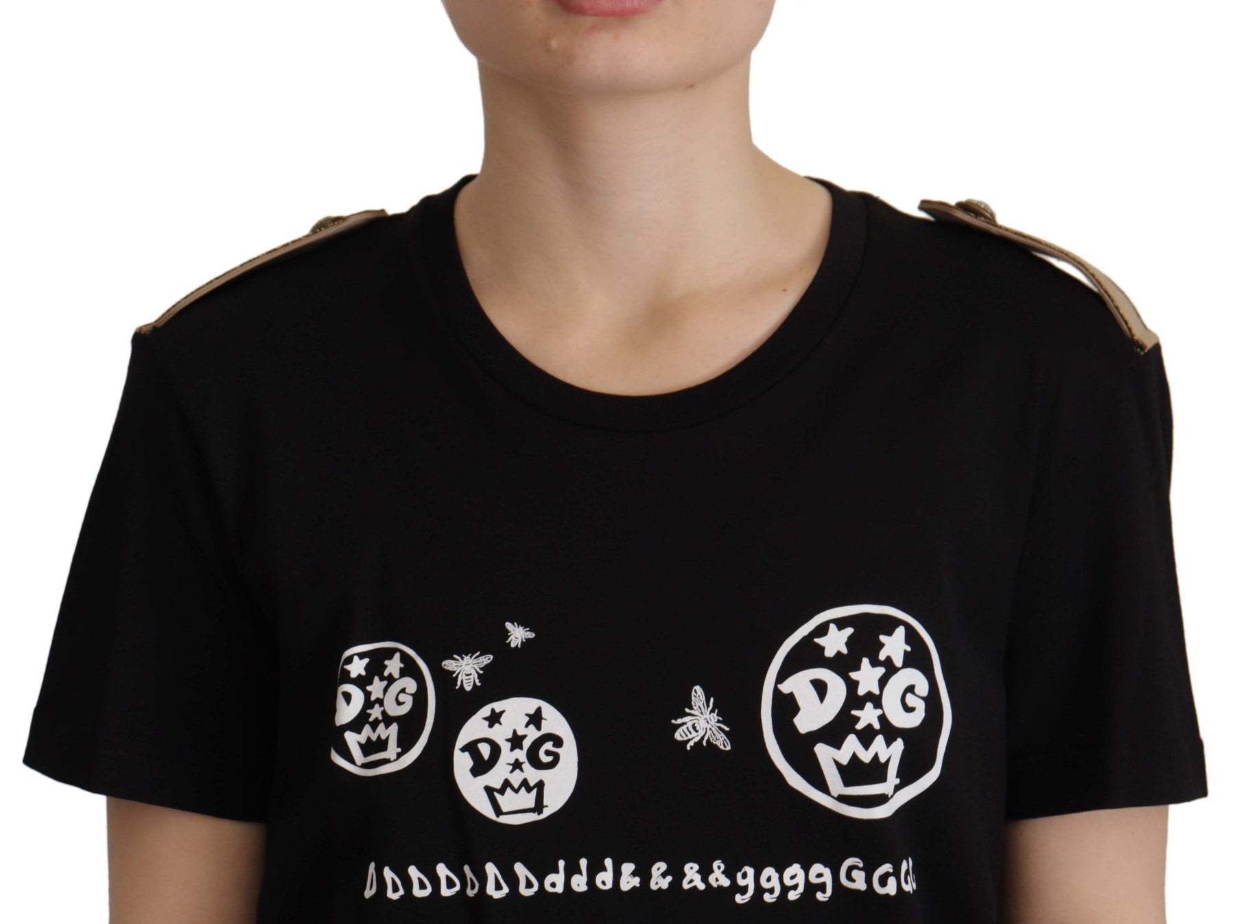 Dolce & Gabbana Schwarzes Logo-Motiv-T-Shirt mit Rundhalsausschnitt aus Baumwolle