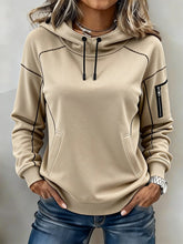 Damen Winter Hoodie beige warm figurumspielend Kapuzenpullover