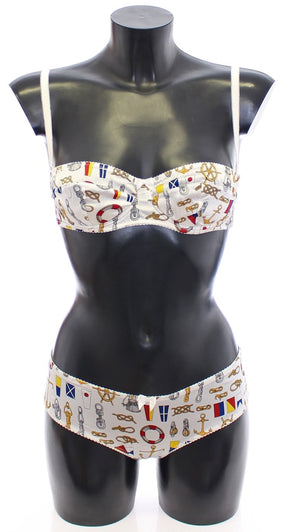 Dolce & Gabbana Weißer Matrosen-BH Panty Stretch-Unterwäsche